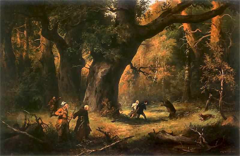 Franciszek Kostrzewski Hunting; illustration to IV tome oil painting picture